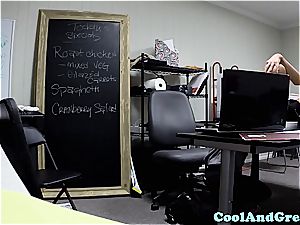 petite waitress munched and plumbed in the office