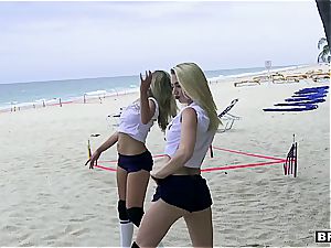 trio nubile hotties catch a big dong on the beach